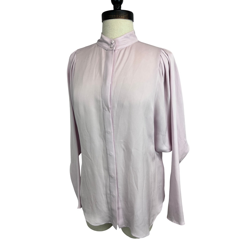 Joie Silk Blouse Size XS Lavender Excellent Mock Neck Puff Shoulder 18-4-002226
